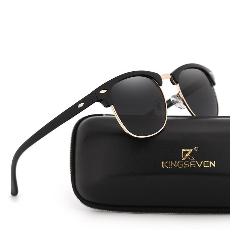 Unisex retro browline sunglasses with polarized lenses