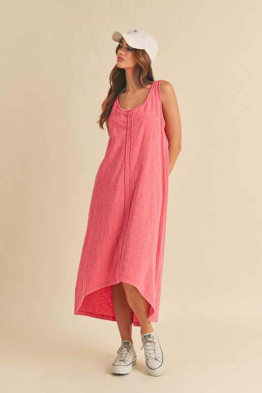 High-Low Hem Scoop Neck Midi Tank Dress for Women