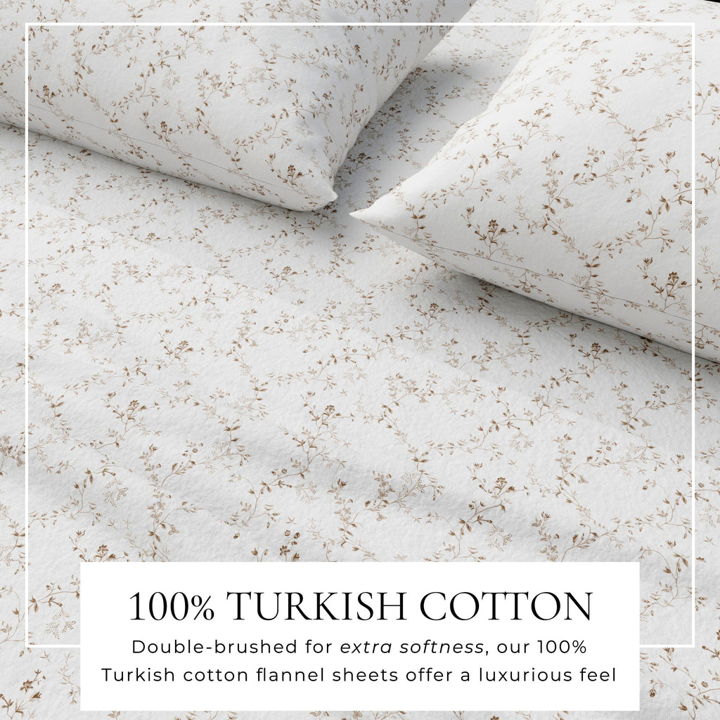 Winter Floral Turkish Cotton Flannel Sheet Set Ultra-Soft - Image 20