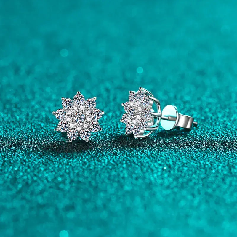 925 Sterling Silver Moissanite Zircon Stud Earrings