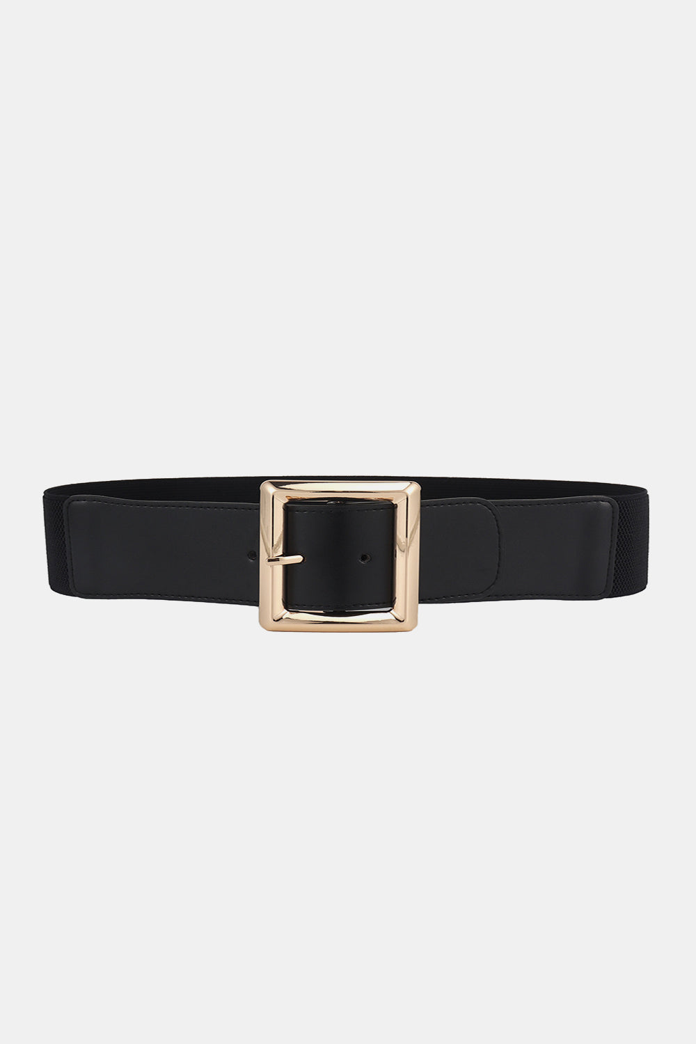 Rectangle Buckle Elastic Wide Belt | PU & Alloy