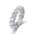 S925 Silver 3.5g Platinum Plated Moissanite Eternity Ring, 5.0mm 13pcs D VVS1 Band, GRA Certified US 5-9