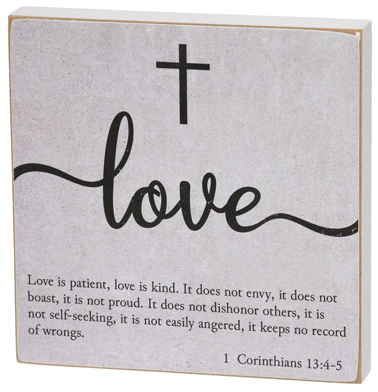 Love Bible Verse Block Sign