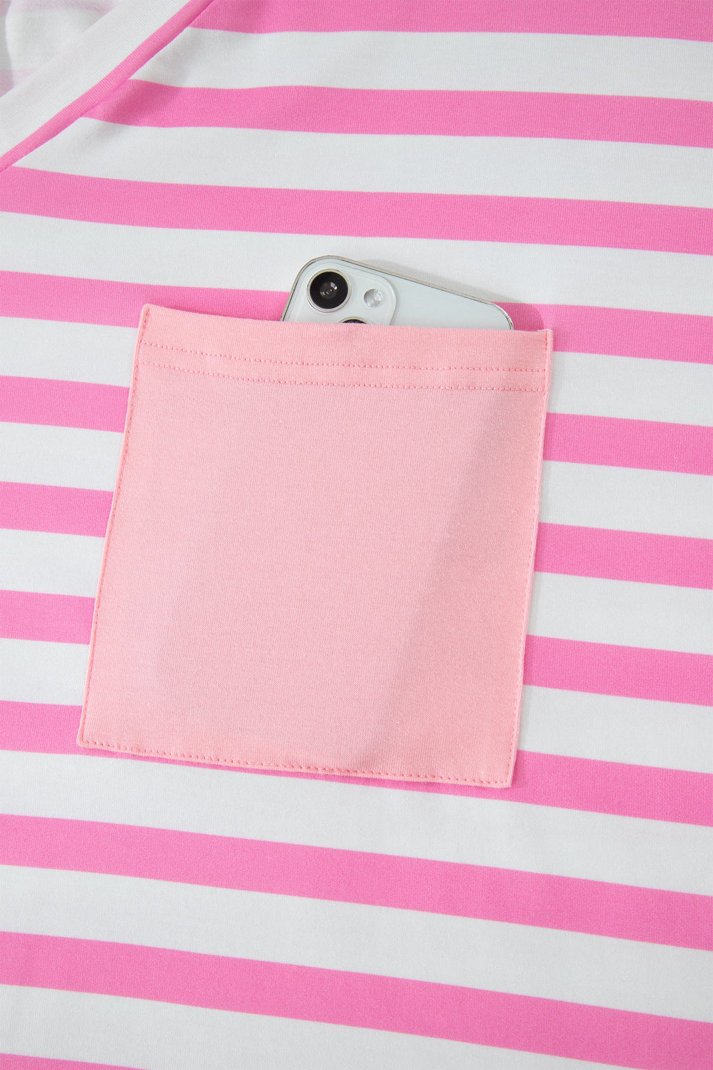 Stripe Colorblock V-Neck Tee with Patched Pocket