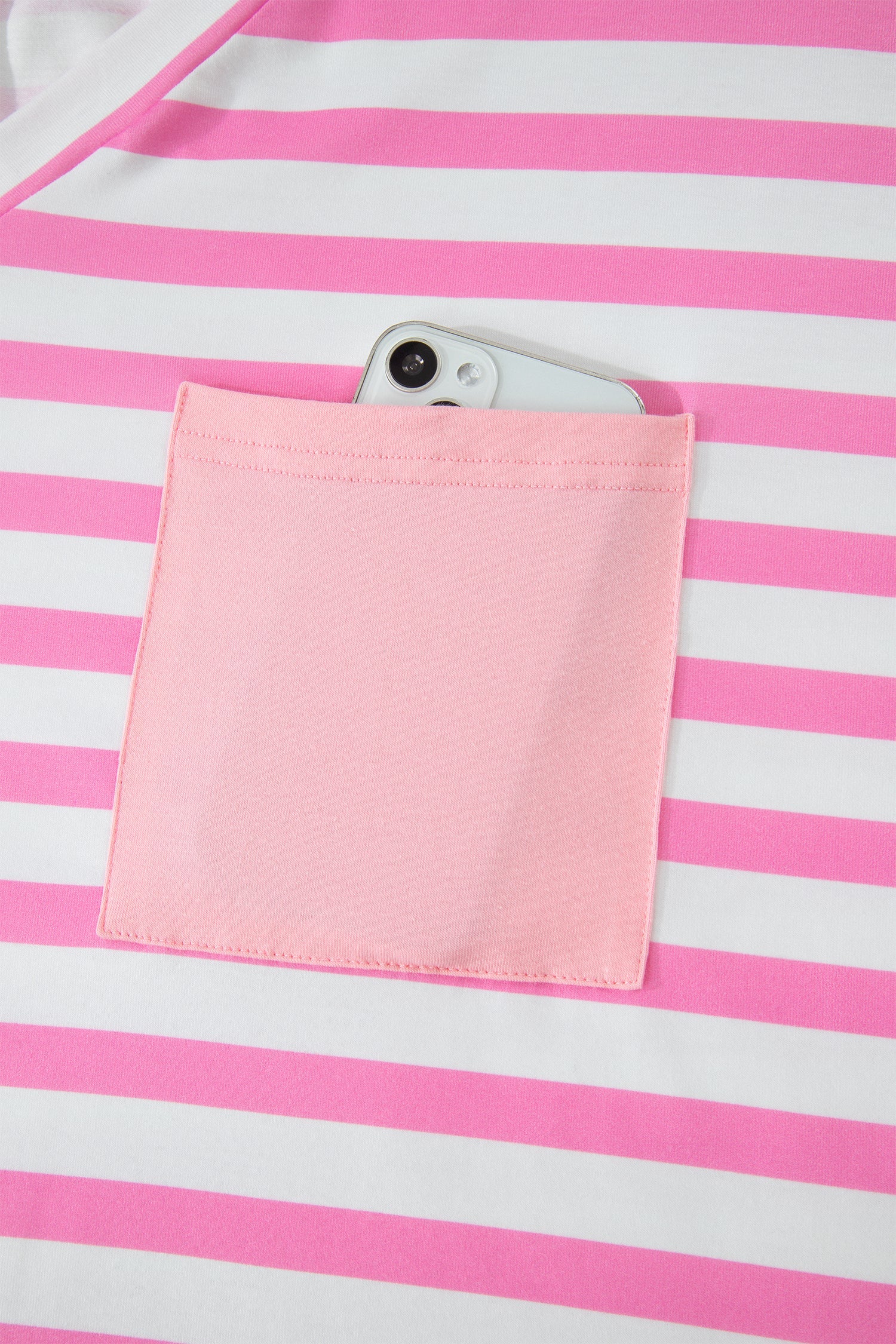 Stripe Colorblock V-Neck Tee with Patched Pocket