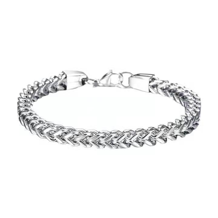 Minimalist European-American Instagram-style Mens 304 Stainless Steel Double-sided Fish-scale Bracelet