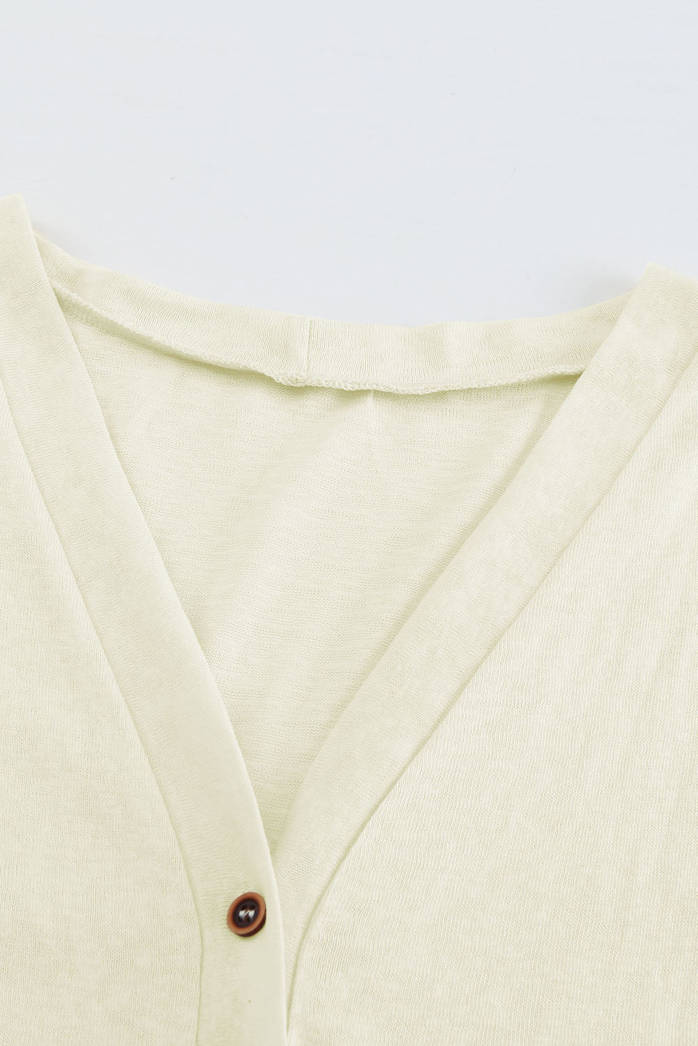 White Longline Open-Front Buttoned Cardigan - Lightweight Knit