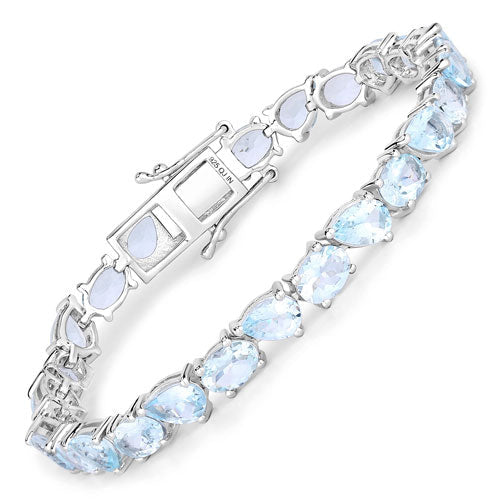 16.20 Carat Genuine Aquamarine .925 Sterling Silver Bracelet