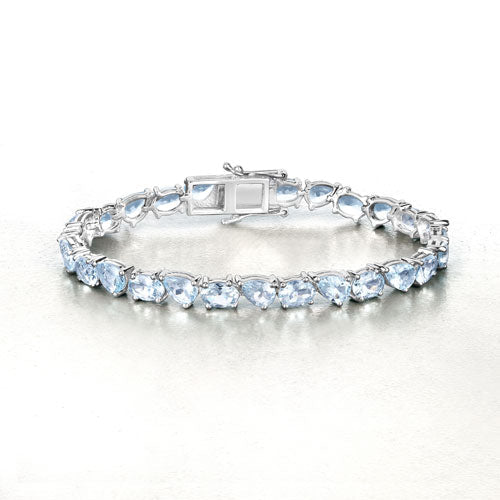 16.20 Carat Genuine Aquamarine .925 Sterling Silver Bracelet