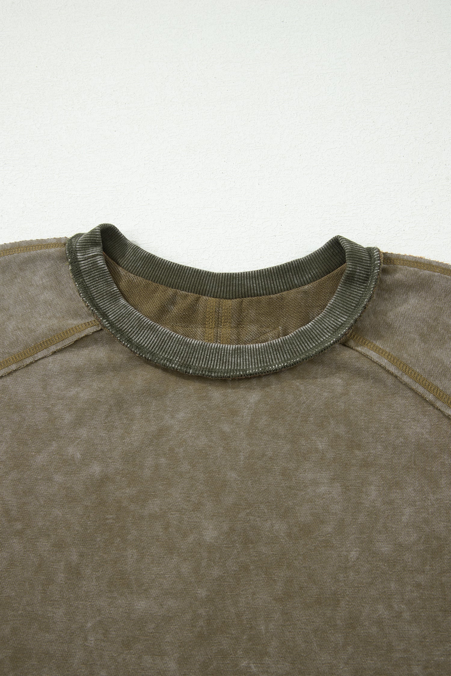 Floral Patchwork Mineral Wash Top with Exposed Seams