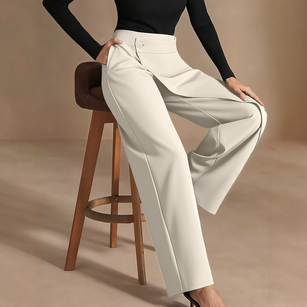 Women's Patchwork Wide-Leg Straight Suit Pants