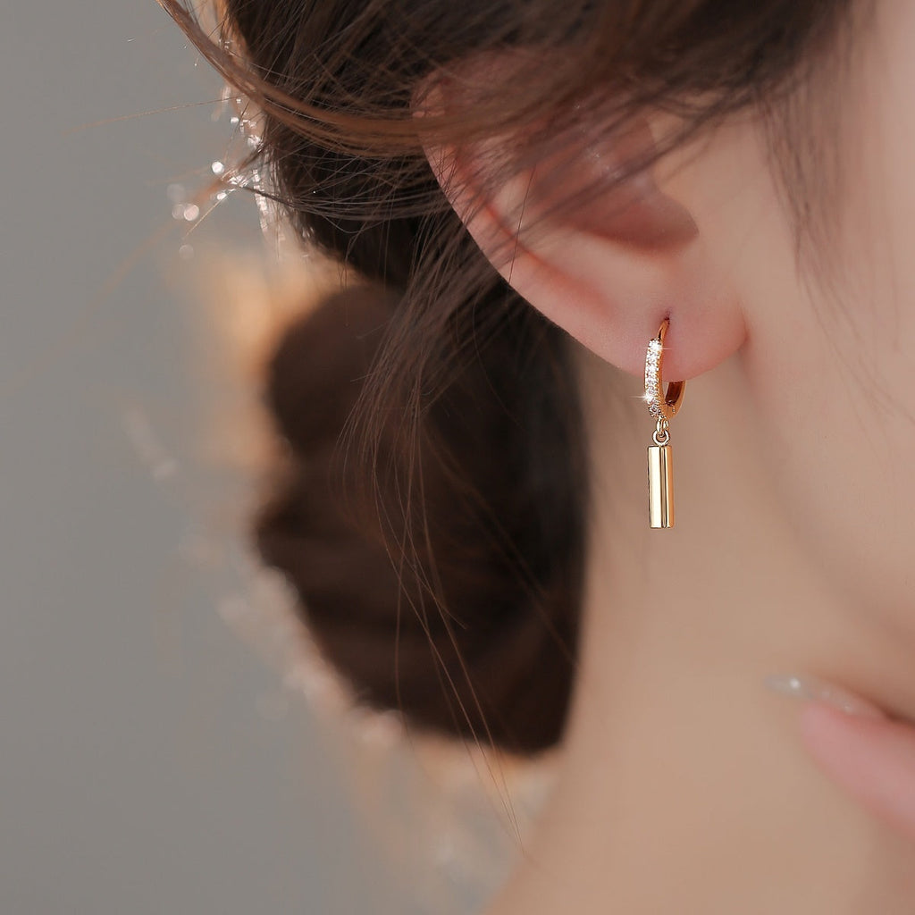 Cylindrical Geometric 14k Gold Nano-Coated Clip-On Earrings