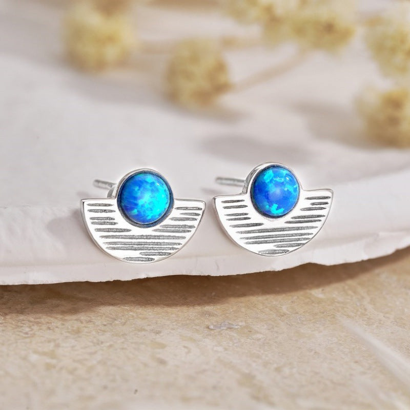 S925 Sterling Silver Opal Earrings For Women Niche Design Style