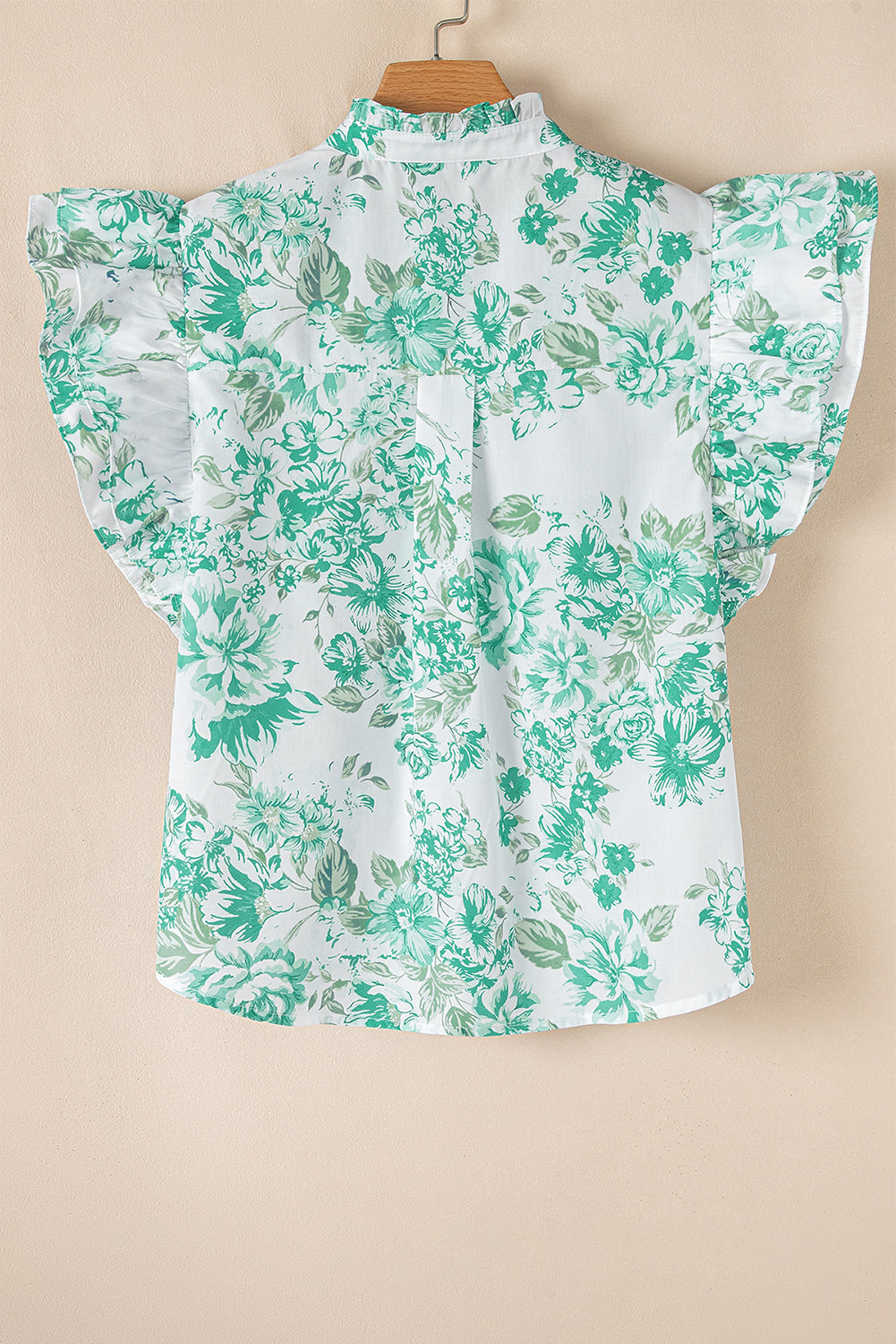 Floral Ruffle Sleeve Button-Up Shirt | Romantic Collared Blouse
