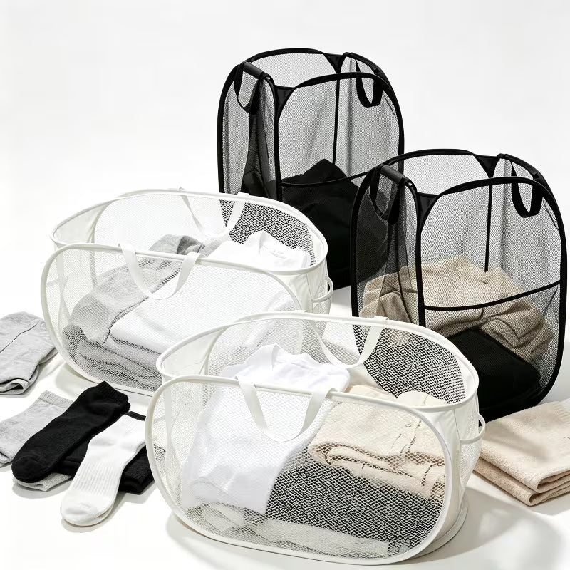 4-Piece Collapsible Mesh Laundry Basket Set with Handles