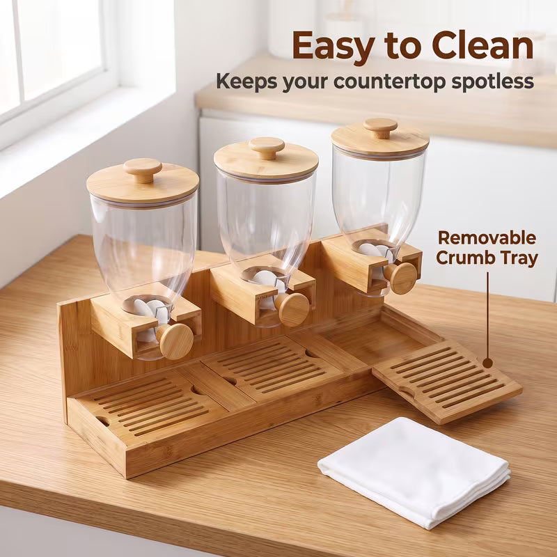 1.58-Gallon Bamboo Cereal Dispenser with Dispensing Spout
