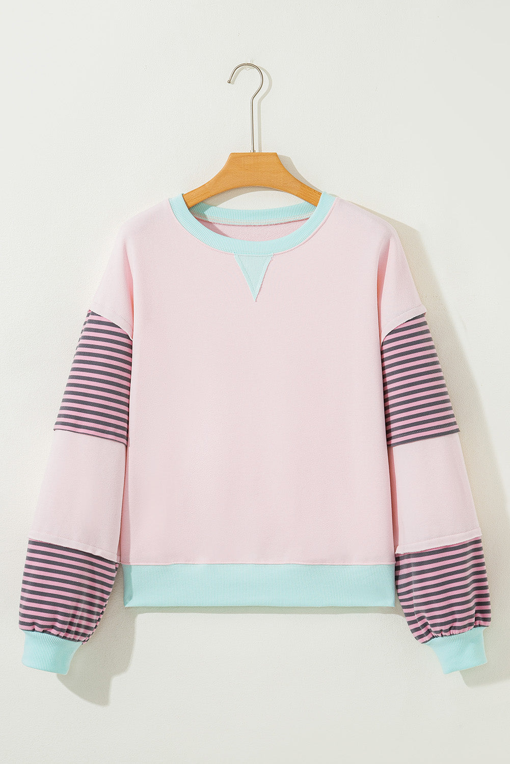 Women's Stripe Colorblock Sweatshirt - Cozy Drop Shoulder Pullover