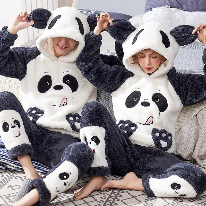 Couple's Coral Fleece Pajamas Set for Fall Winter