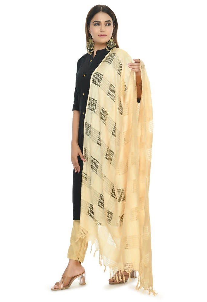Golden Window Dupatta in Cotton with Geometric Pattern