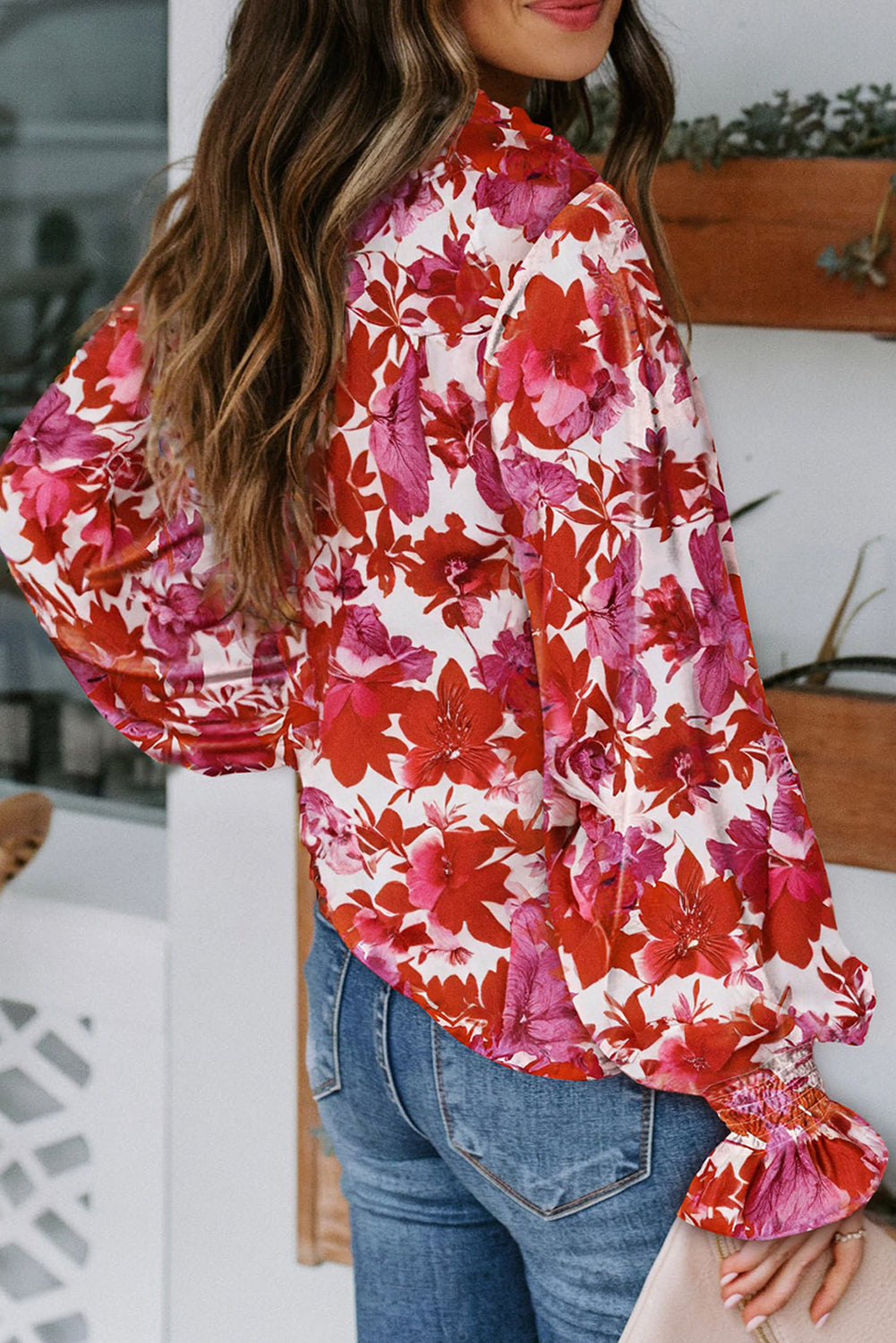 Yellow Cakewalk Floral Smocked Blouse with Long Sleeves - Image 9
