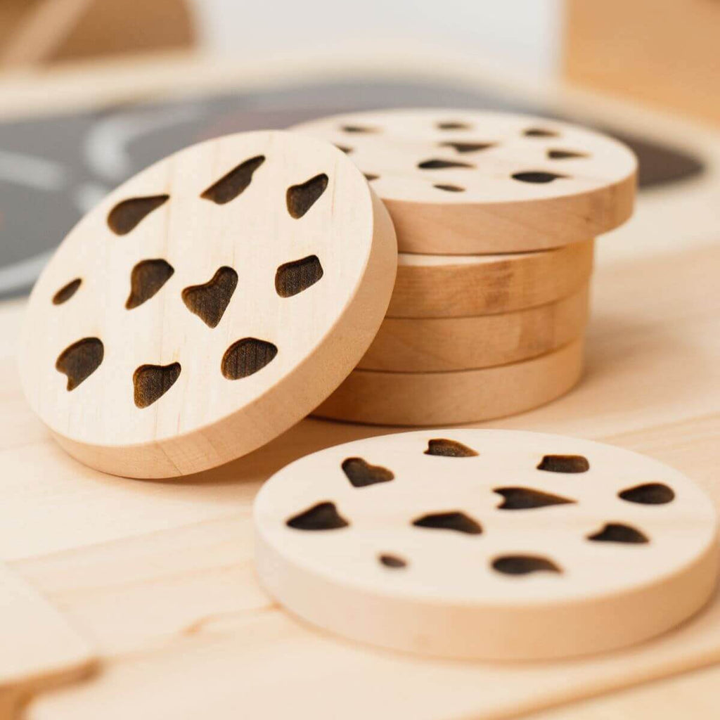 Wooden Toy Cookie Set with Tray - Montessori Pretend Play Decor