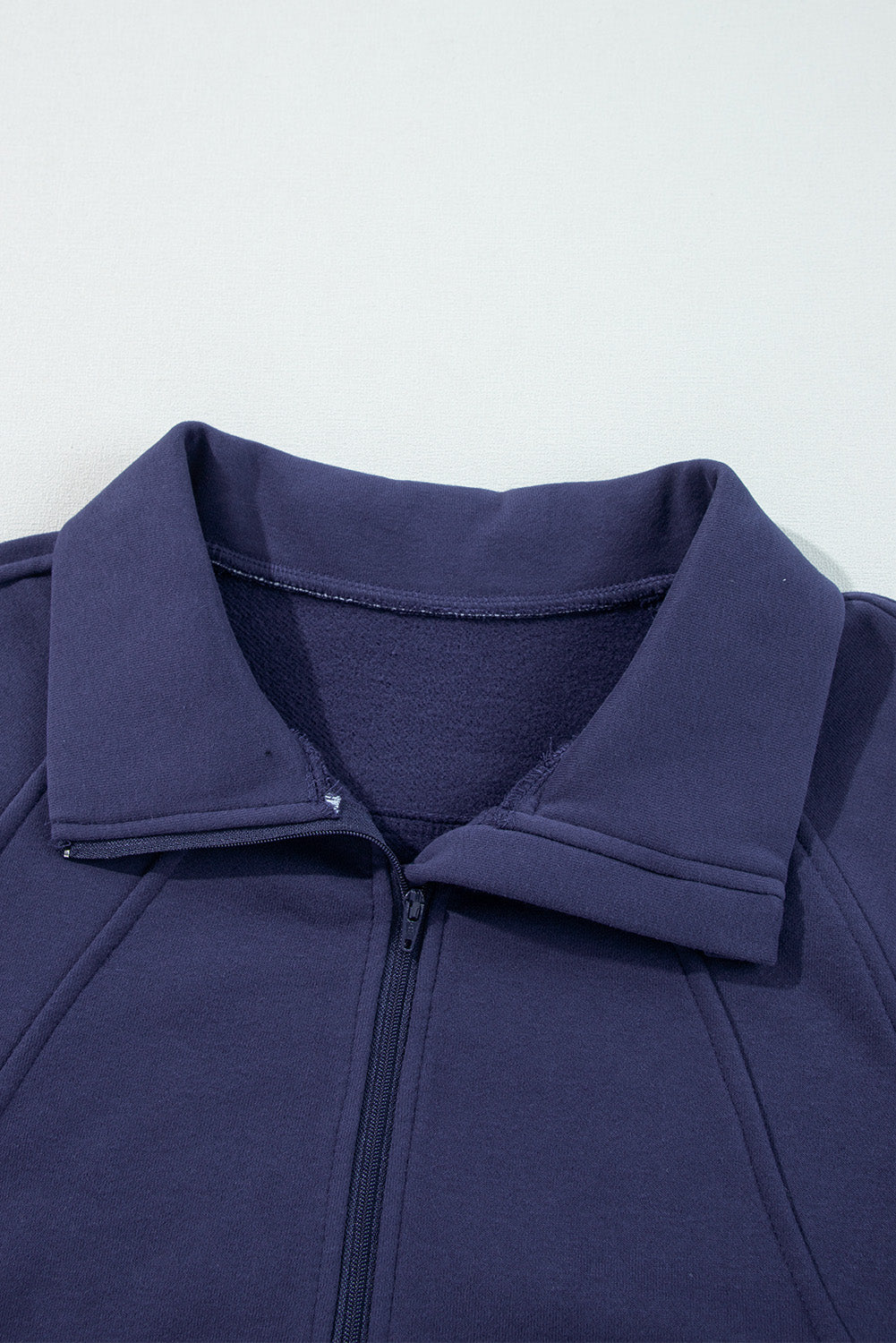 Solid Fleece-Lined Half-Zip Up Collar Sweatshirt