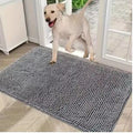 Grey Chenille absorbent dog mat for entryway or patio