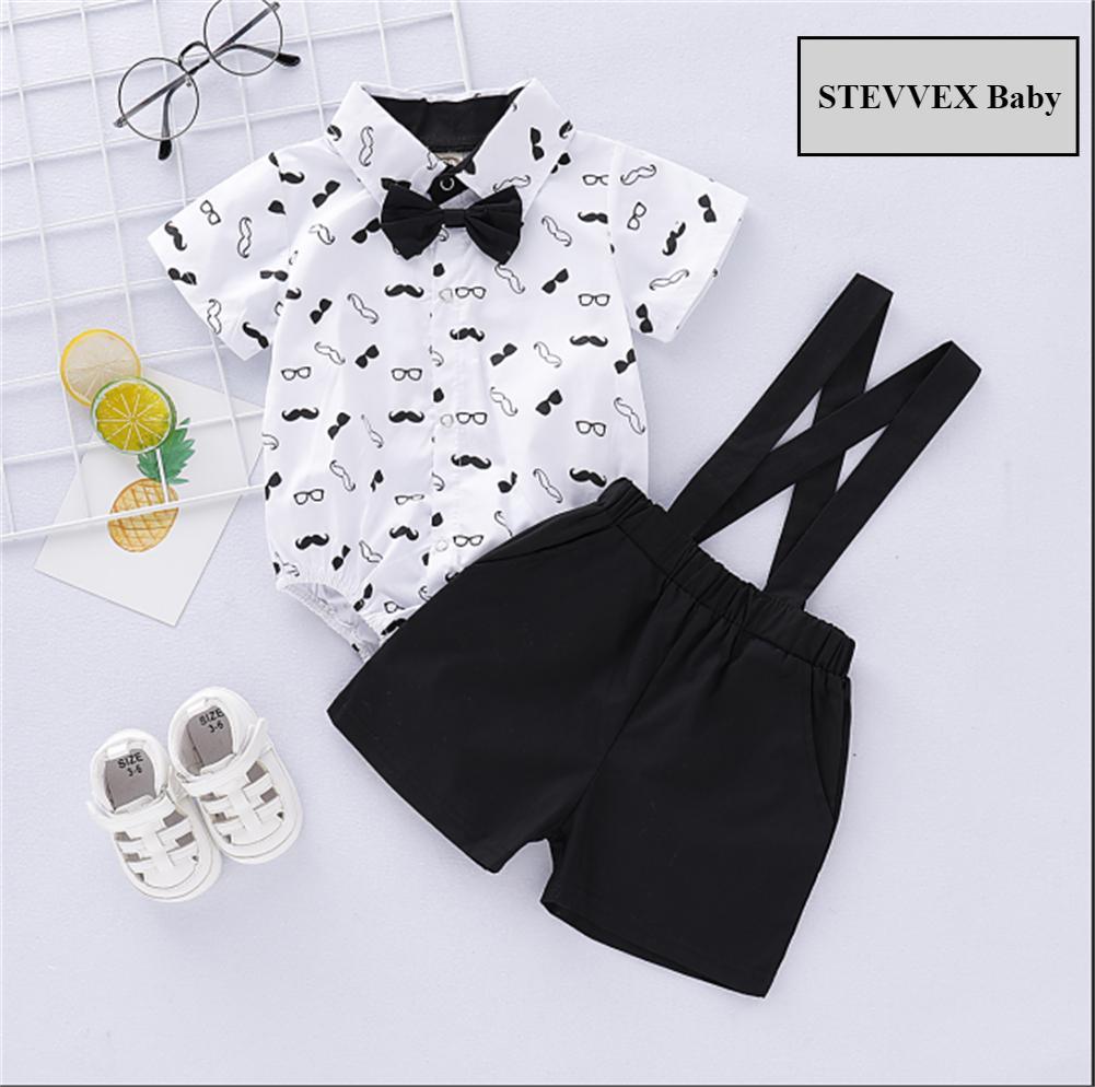 Baby Boys Formal Two-Piece Suspender Outfit with Bow Tie