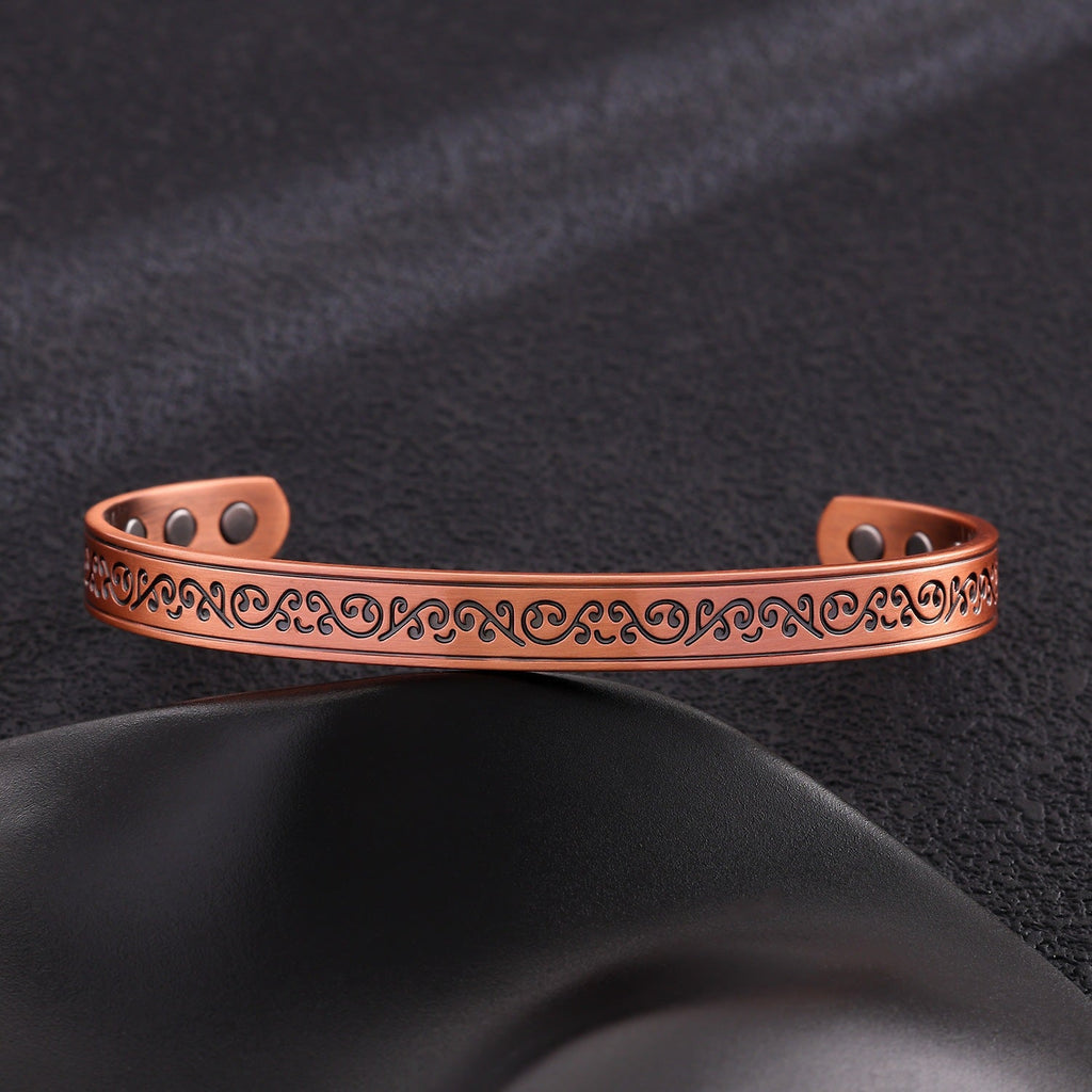 Vintage Bohemian Pure Copper Line Pattern Bracelet