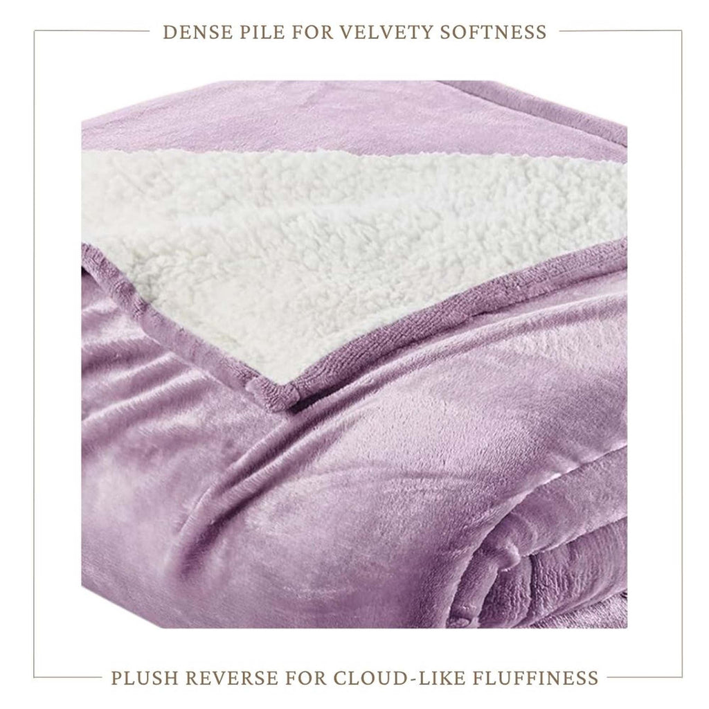 White Velvet Plush Sherpa Reversible Bed Blanket Ultra Soft