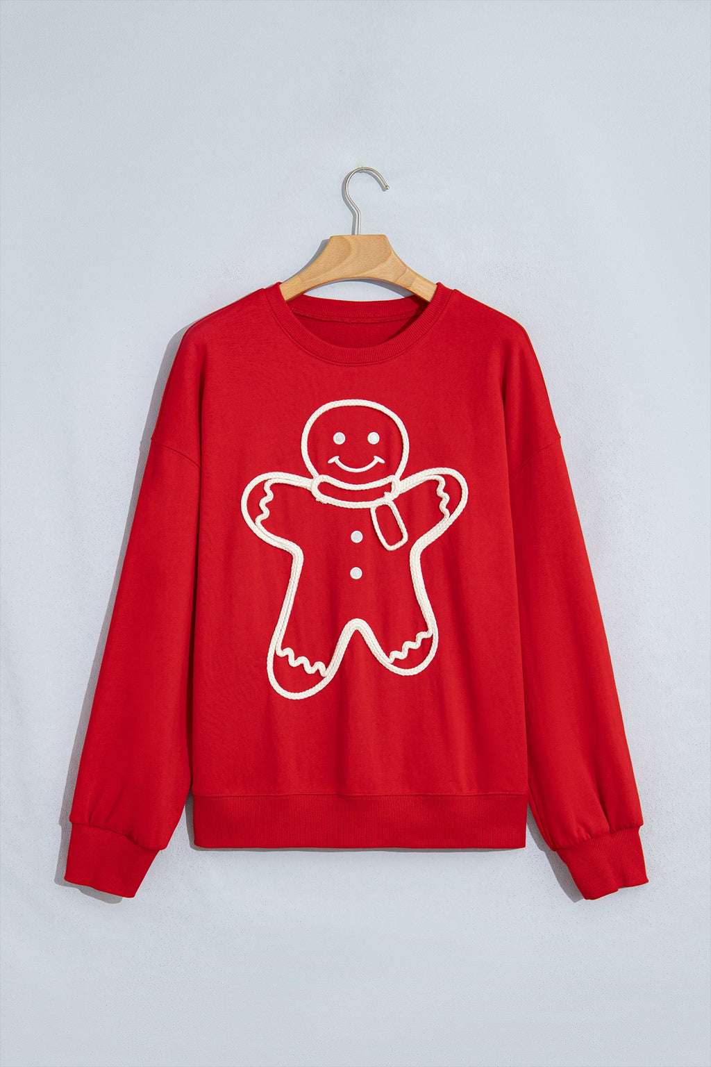 Christmas Gingerbread Embroidered Long Sleeve Sweatshirt