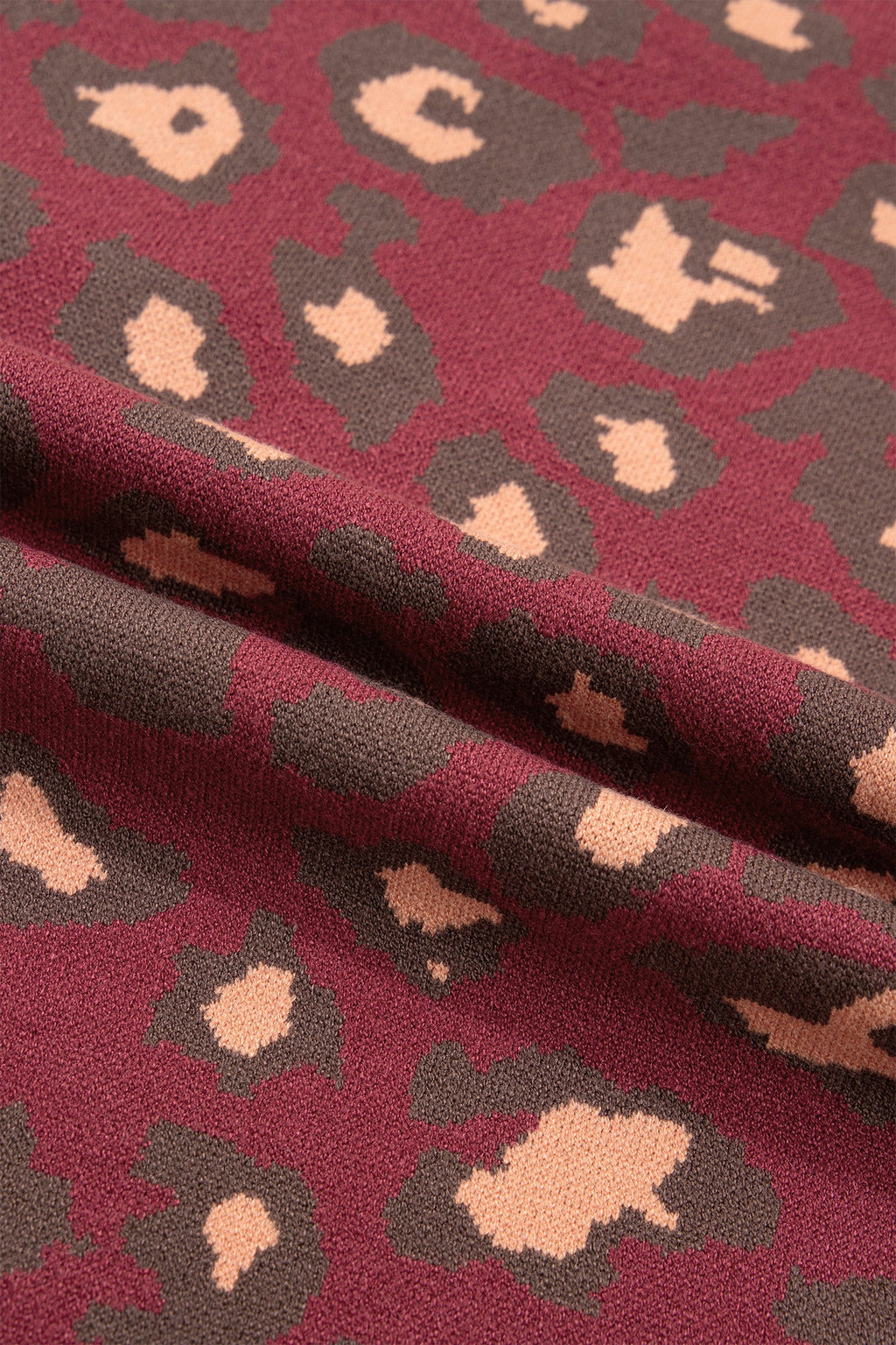 Leopard Print Cap Sleeve Knitted Top | Crew Neck