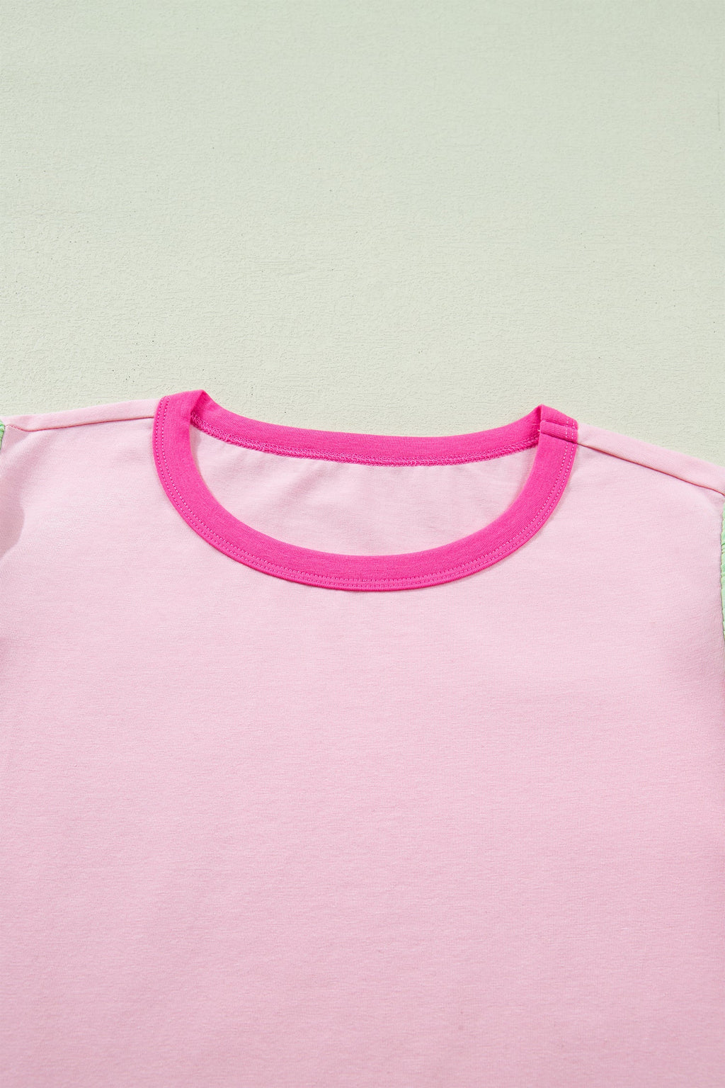 Colorblock Flutter Sleeve Round Neck T-Shirt for Women