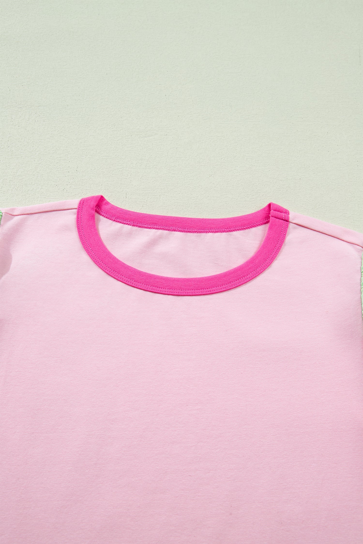 Colorblock Flutter Sleeve Round Neck T-Shirt for Women