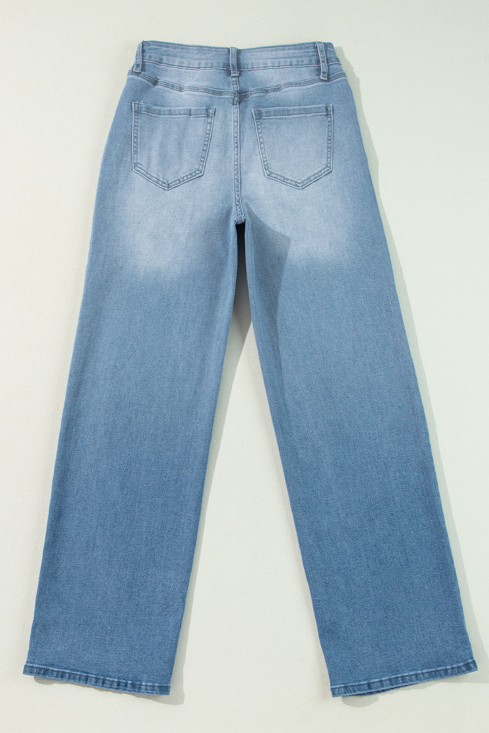 Myosotis High Rise Slit Leg Straight Jeans Light Blue