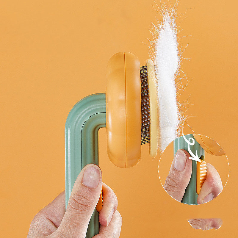 Modern Minimalist Self-Cleaning Pet Grooming Brush - 8-Inch Comb