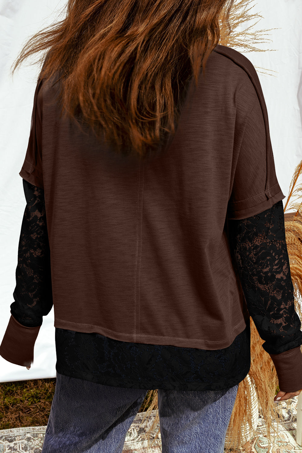 Lace Patchwork Long Sleeve Top