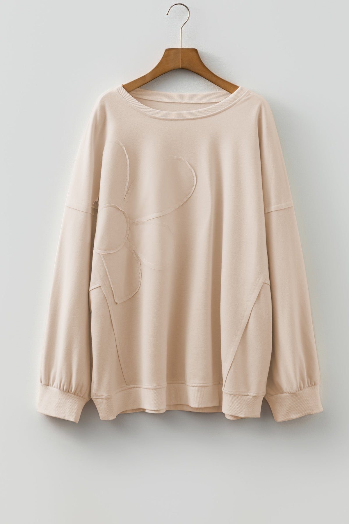 Plus Size Flower Patched Mineral Wash Top