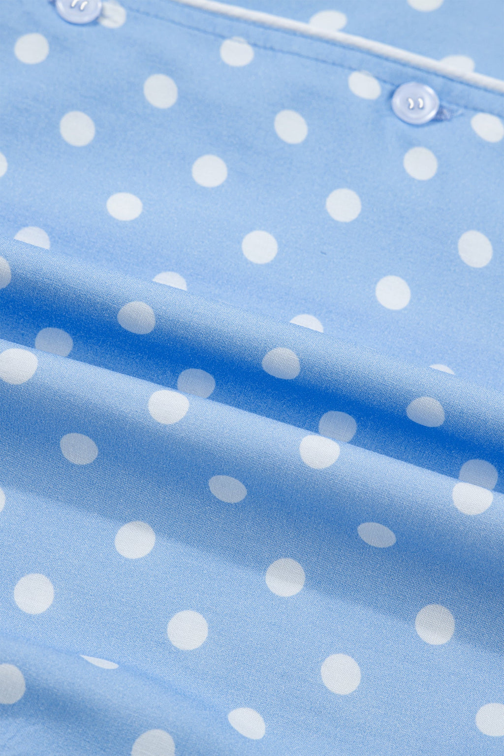 Ila Soft Short Pajama Set: Light Blue Polka Dot Cotton Loungewear