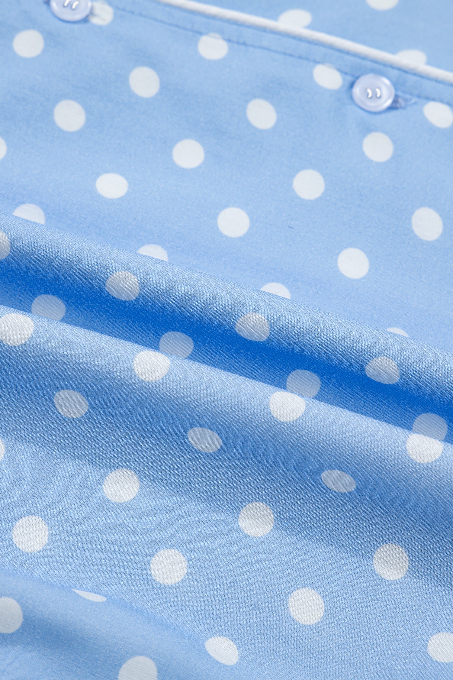 Ila Soft Short Pajama Set: Light Blue Polka Dot Cotton Loungewear