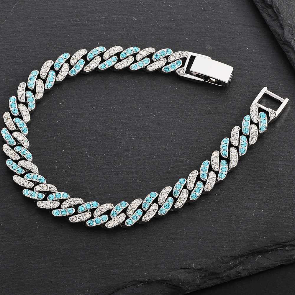 European And American Style Hip-hop Explosions Men's Domineering Cuban Chain Full Set Zircon Exaggerated Large Gold Chain Bracelet Manufacturers Wholesale