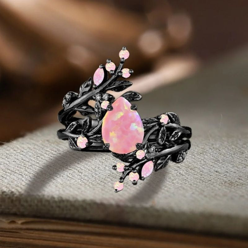Black And Silver Branch-wrapped Design Ring