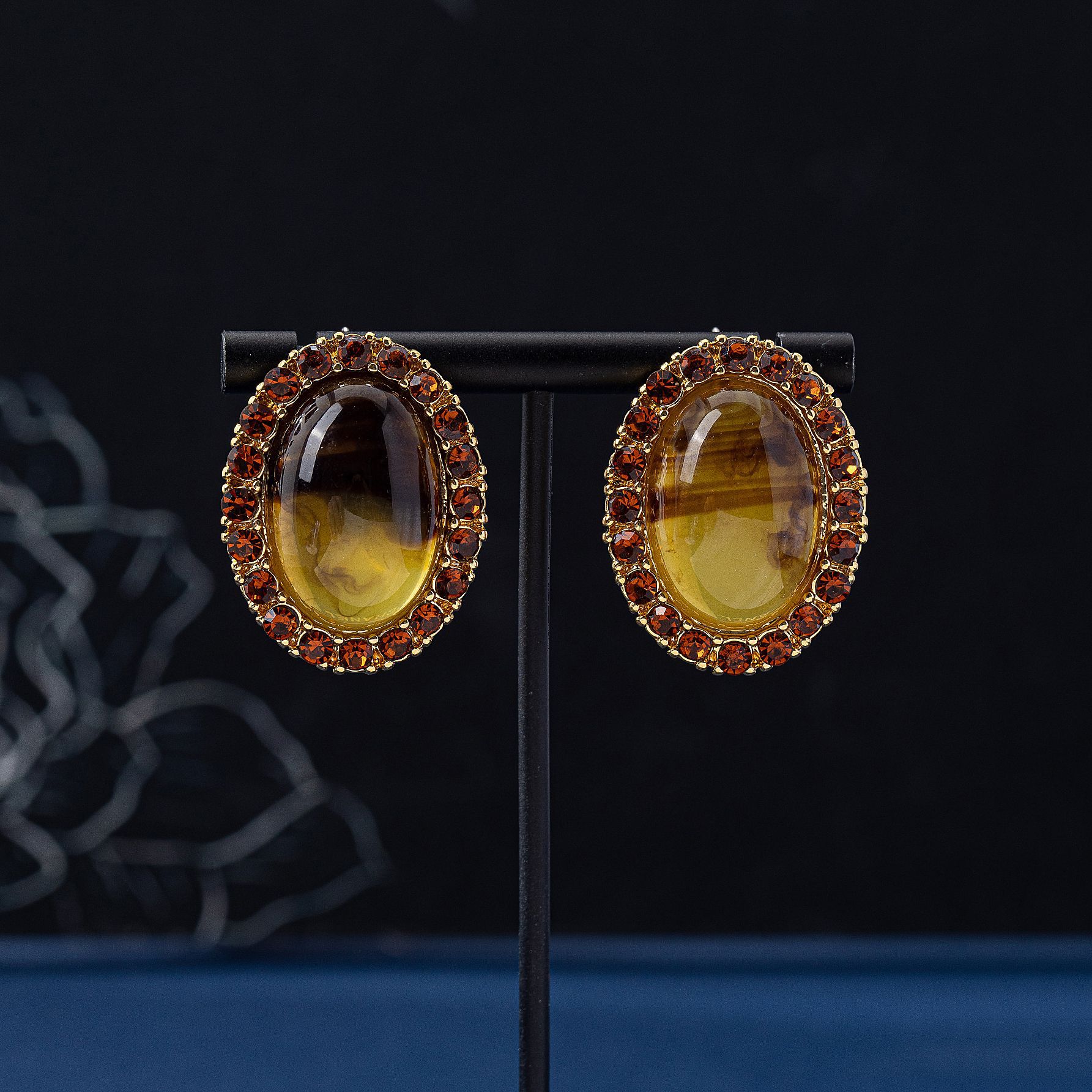 Vintage French Minimalist Luxe Oval Czech Crystal Earrings