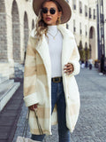 Plaid Button Down Coat - Oversized Cream & Beige