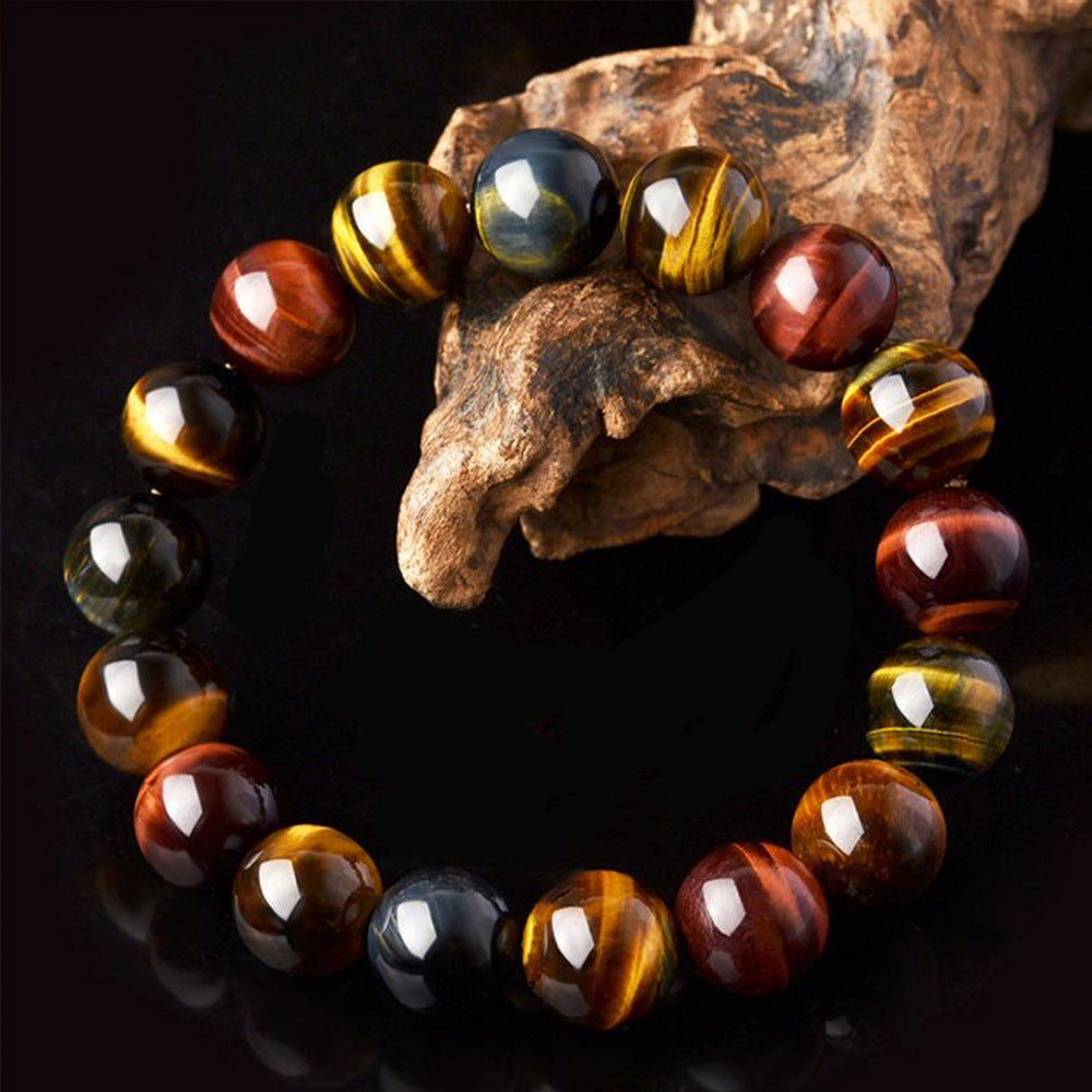 Natural Tricolor Tigers Eye Stone Beaded Bracelet