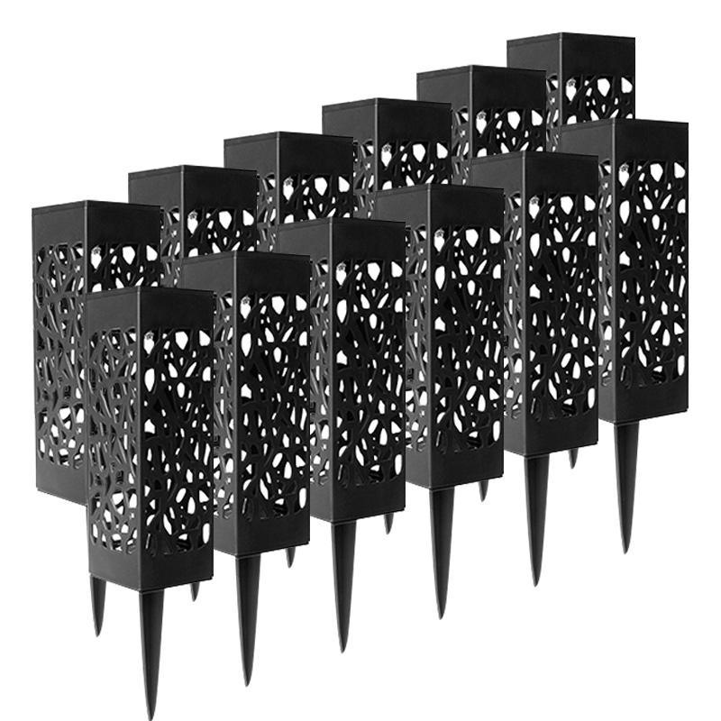 8-Pack Retro Waterproof Solar LED Lamps in Black Stainless Steel