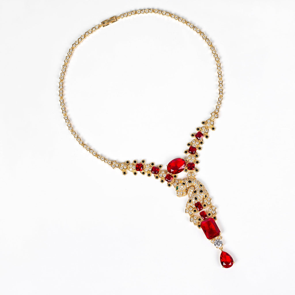 European And American Leopard Retro Design High-End Jewelry Evening Dress Accessories Elegant Jewelry Set With Zircon Necklace For Women