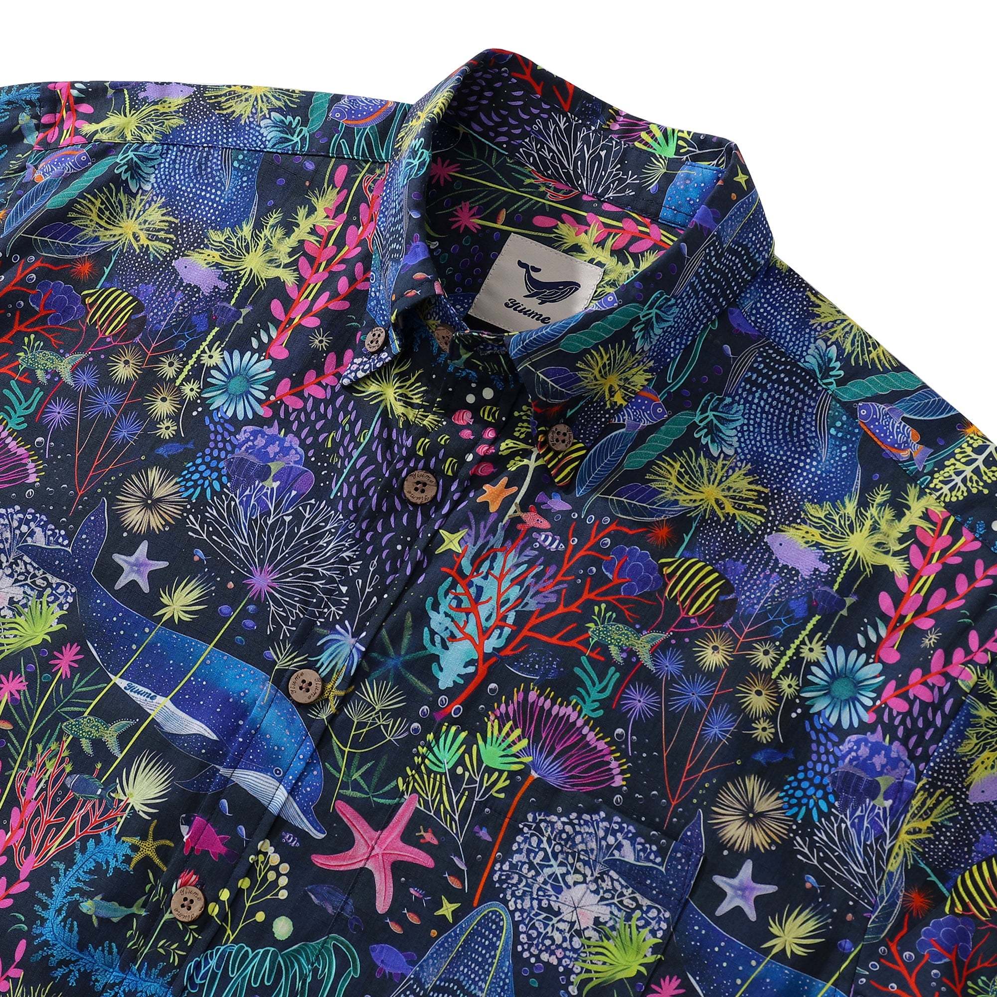 Hawaiian Shirt For Men Underwater Wonder Button-down Short Sleeve 100% Cotton Shirt By Cigar
