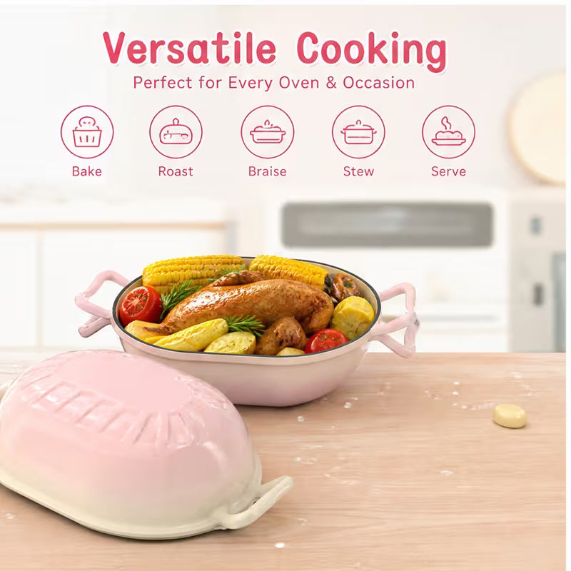 5-Quart Enameled Cast Iron Bread Oven with Dome Lid and Potholders