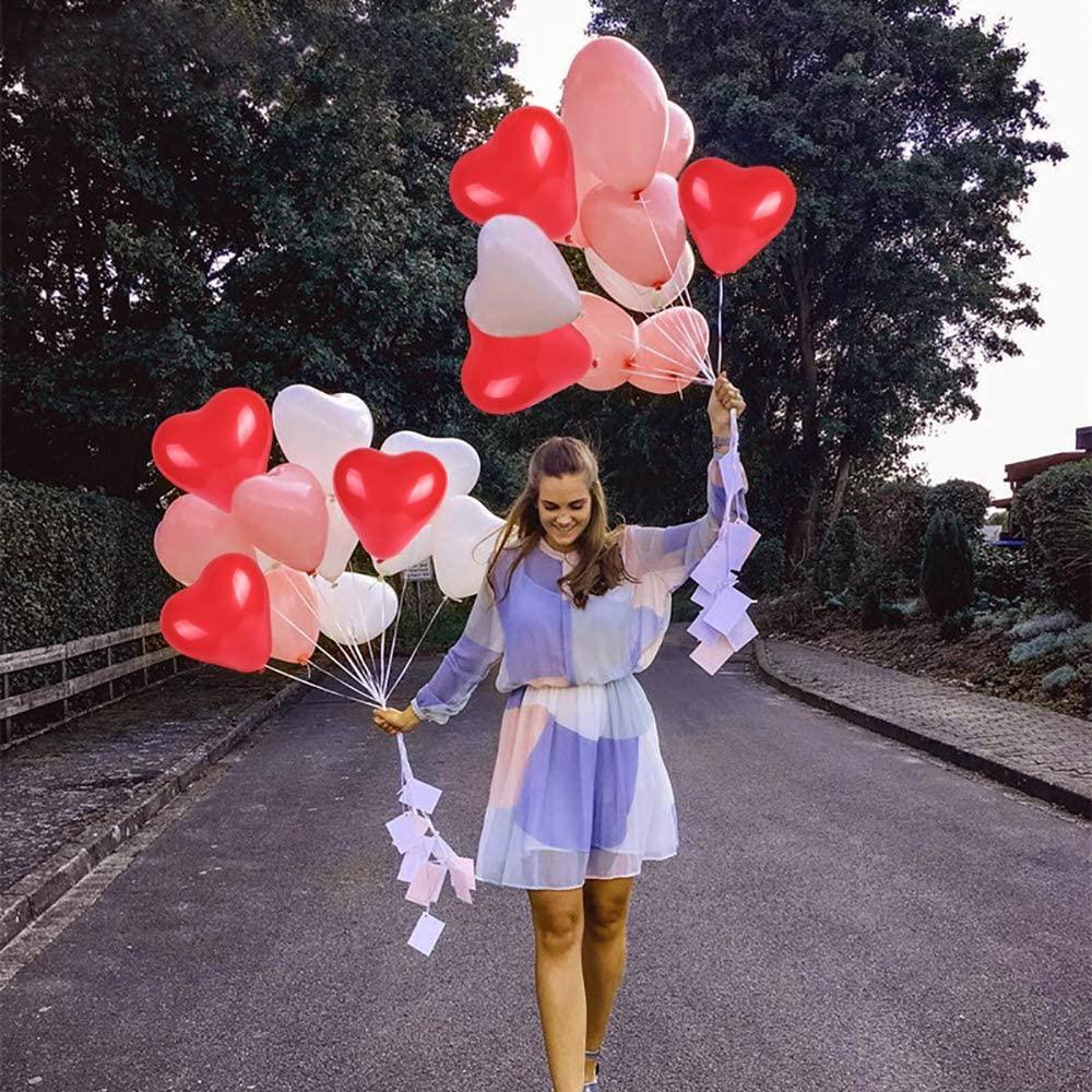 100-Piece Heart-Shaped Red and Pink Latex Balloons